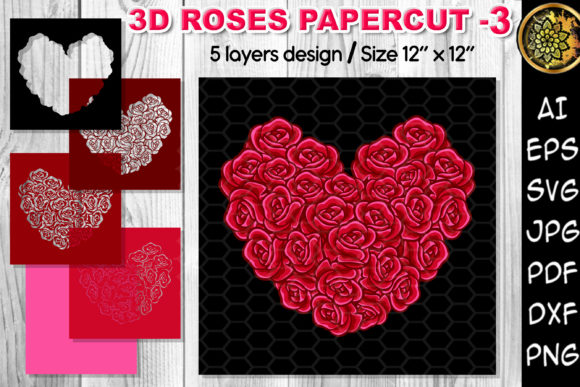 3D Valentine Heart SVG for Shadow Box Designs