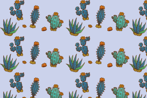 Blue Cactus Pattern for Local Business Branding