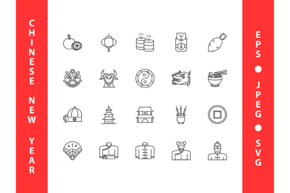 Chinese New Year Icon Set for Branding and Graphics