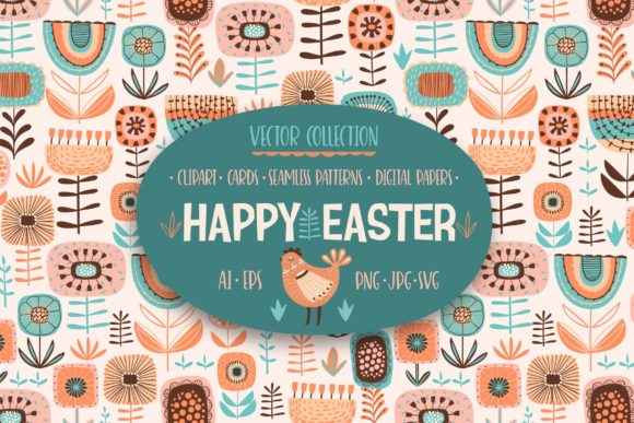 Happy Easter Vector Collection for Graphics and Illustrations