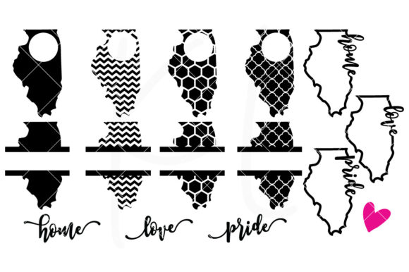 Illinois Monogram Frames Pack for Crafts and Graphics