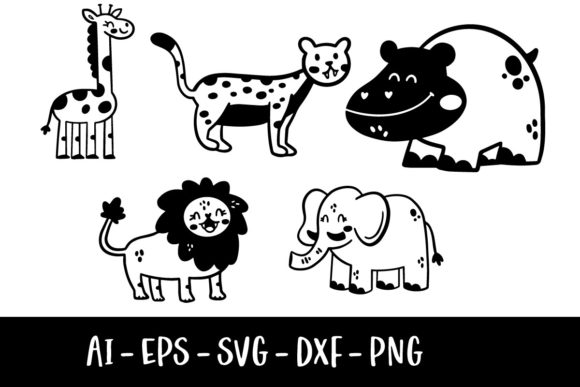 Jungle Animal Doodles Graphics for Handmade Creations