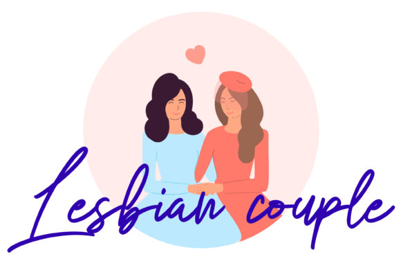 Lesbians Couple LGBT Clipart for Graphic Design Projects