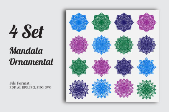Luxury Mandala Background Patterns 4 Set for Print Templates and Graphics