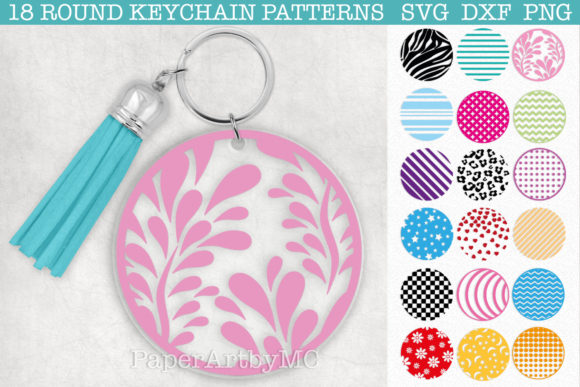 Round Keychain Pattern Bundle for Graphics and Crafts