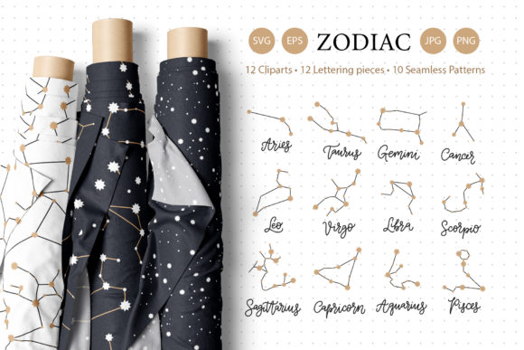 Zodiac and Seamless Pattern Set for Modern Branding